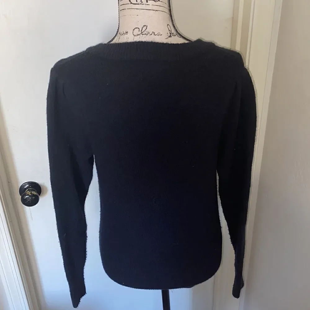 Madewell Black V-Neck Pullover Sweater Preppy Academia School Girl
